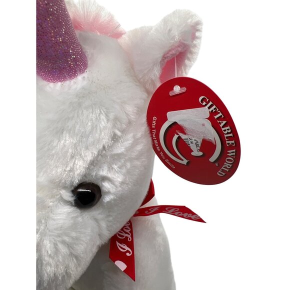 Giftable World Plush Unicorn Stuffed Animal Pink Accents Valentines 14" NWT - Picture 6 of 6